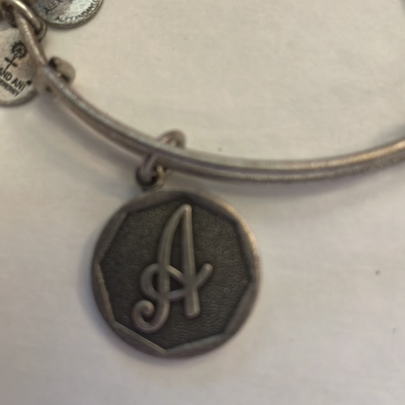 Nwt Alex and Ani charm bangle bracelet initial A monogram energy made USA silver - Picture 7 of 9